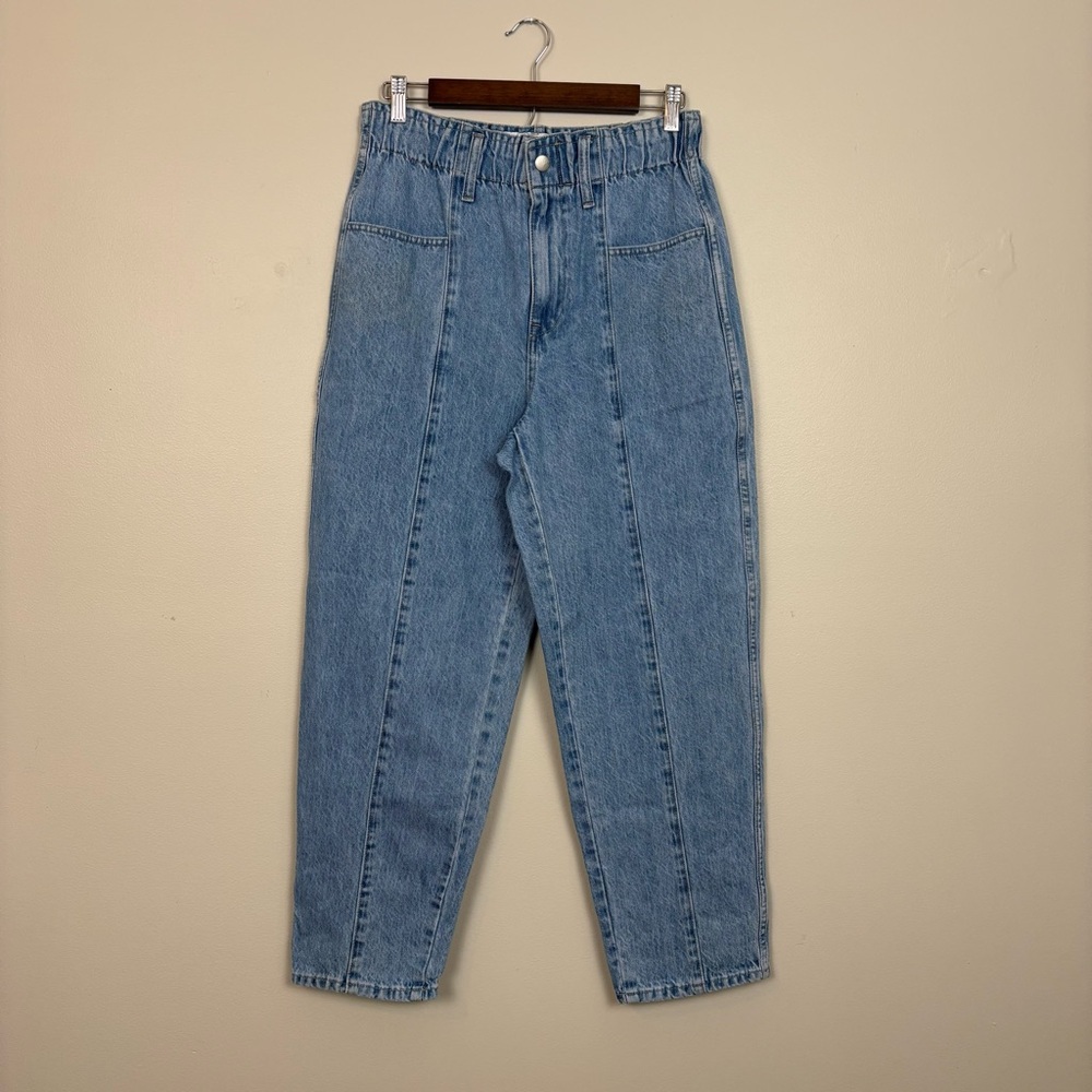 Madewell Jeans Womens Small Blue Paper Bag Waist Balloon Crop High Rise Denim